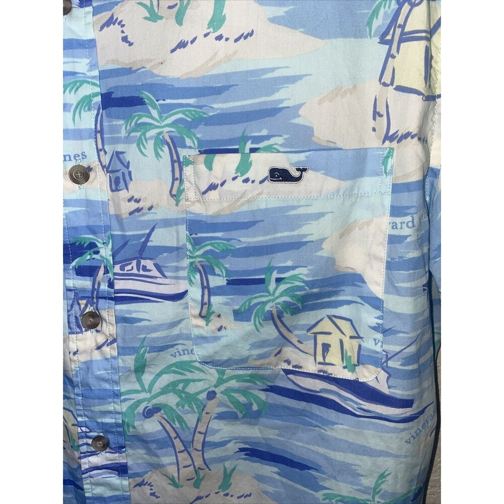 Vineyard Vines Island Tropical shirt Boat L Ocean Short Sleeve button - Picture 2 of 8